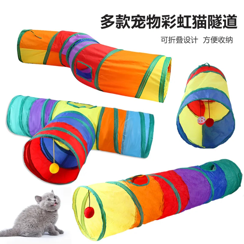 Cats Tunnel Foldable Pet Cat Toys Kitty Pet Training Interactive Fun Toy Tunnel Bored For Puppy Kitten Rabbit Play Tunnel Tube
