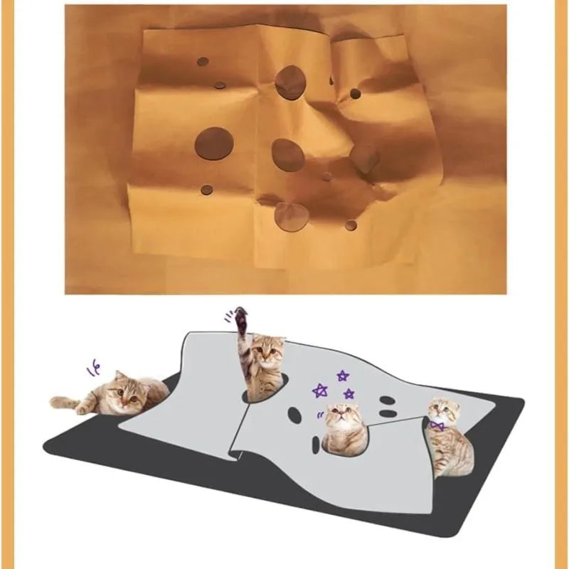 Foldable cat game blanket, indoor training activity mat, scratch resistant, climbing and jumping tunnel, felt mat pet supplies.