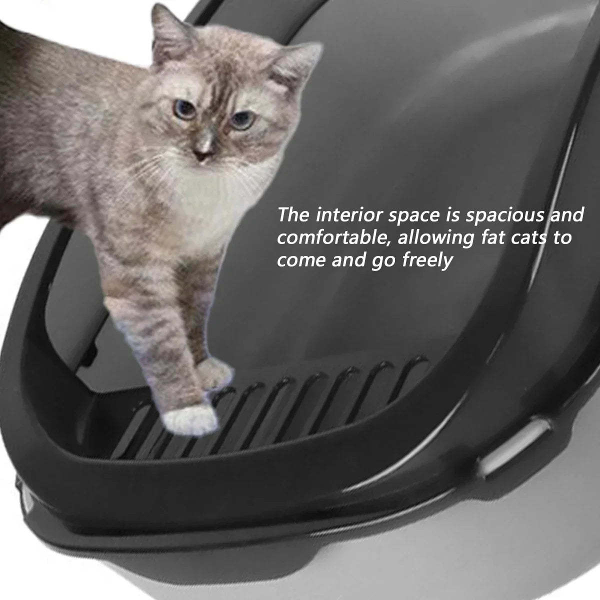 Cat Litter Box Thickening Kitty Sandbox Semi-enclosed High Side Splashproof Pet Bedpans with Litter Scoop Cleaning Cat Supplies