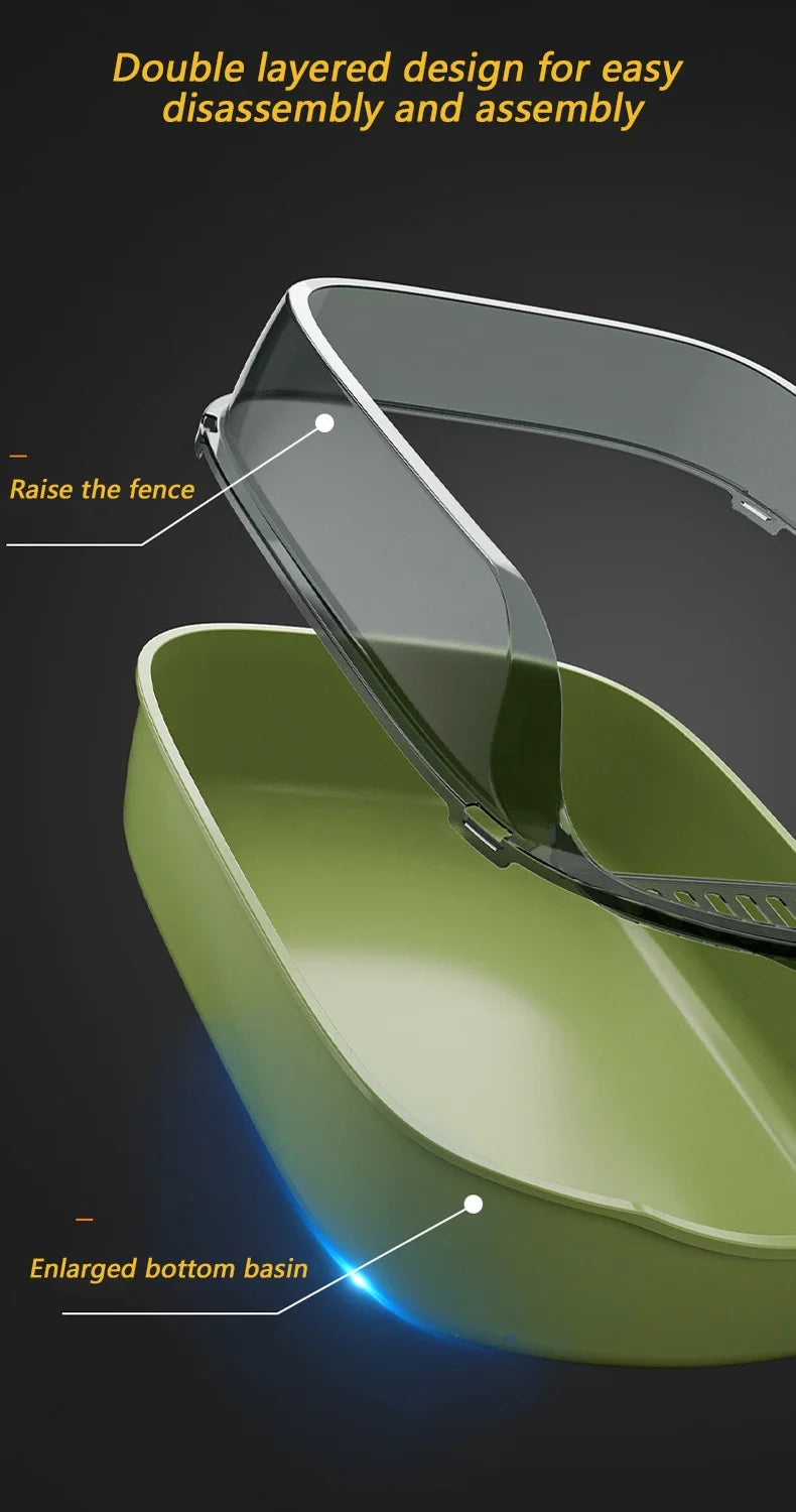 Cat Litter Box Thickening Kitty Sandbox Semi-enclosed High Side Splashproof Pet Bedpans with Litter Scoop Cleaning Cat Supplies